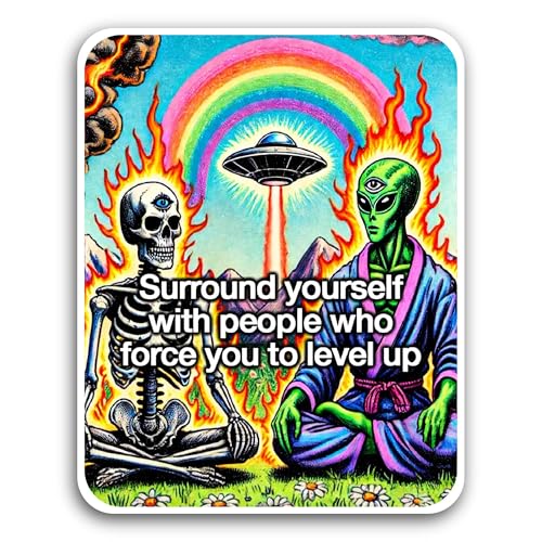 2 (Pieces) 3" and 5" Surround Yourself with People Sticker, Waterproof Vinyl Decals for Many Purpose