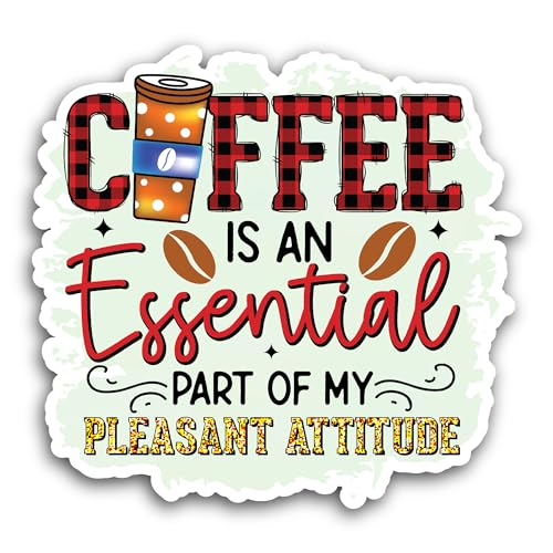 2 (Pieces) 3" and 5" Coffee is an Essential Part Sticker, Waterproof Vinyl Decals for Many Purpose L