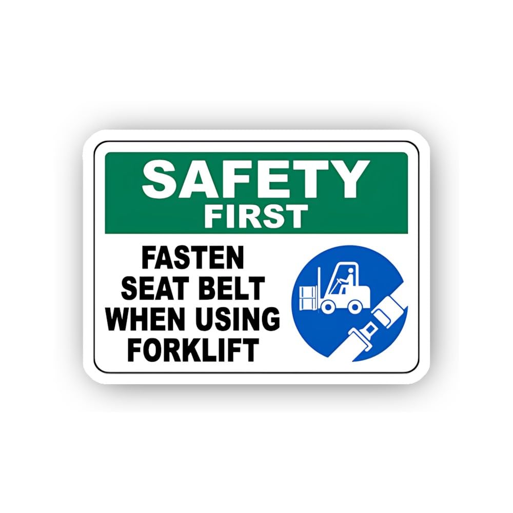 2 (Pieces) 3" and 5" Fasten Seat Belt for Forklift Safety Sign Sticker, Waterproof Vinyl Decals for