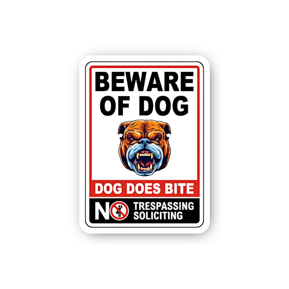 2 (Pieces) 3" and 5" Beware of Dog, Dog Does Bite, No Trespassing Sticker, Waterproof Vinyl Decals f