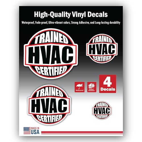4-Piece 4 Sizes HVAC Trained & Certified Vinyl Decal Set – Waterproof Indoor/Outdoor UV/Fade Resista