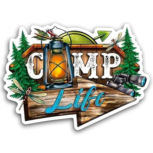 2 (Pieces) 3" and 5" Camp Life Decal Sticker, Waterproof Vinyl Decals for Many Purpose Like Cars, Tr