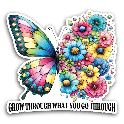 2 (Pieces) 3" and 5" Butterfly and Flowers Sticker, Waterproof Vinyl Decals for Many Purpose Like Ca