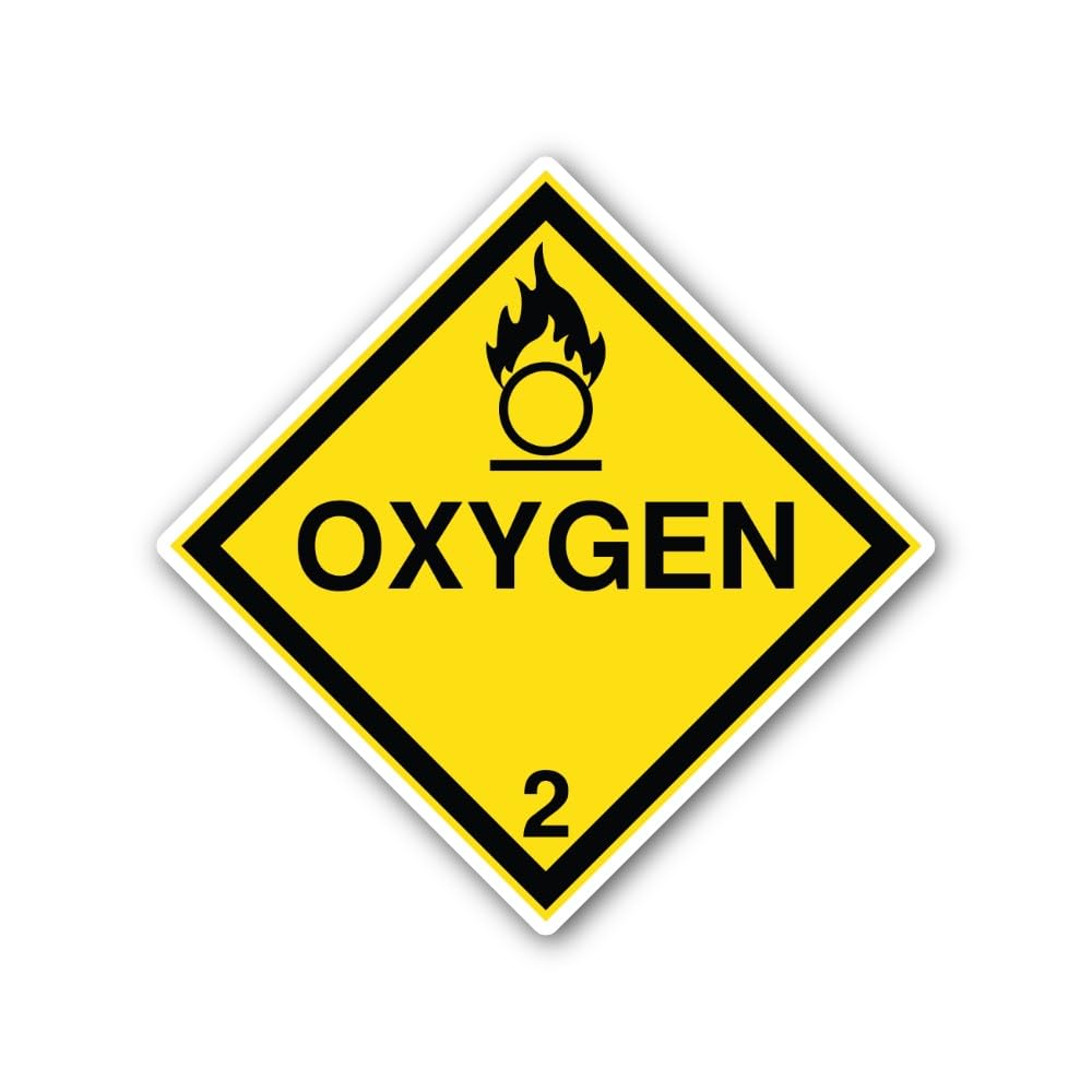 2 (Pieces) 3" and 5" Oxygen Placard Sticker, Waterproof Vinyl Decals for Many Purpose Like Cars, Tru