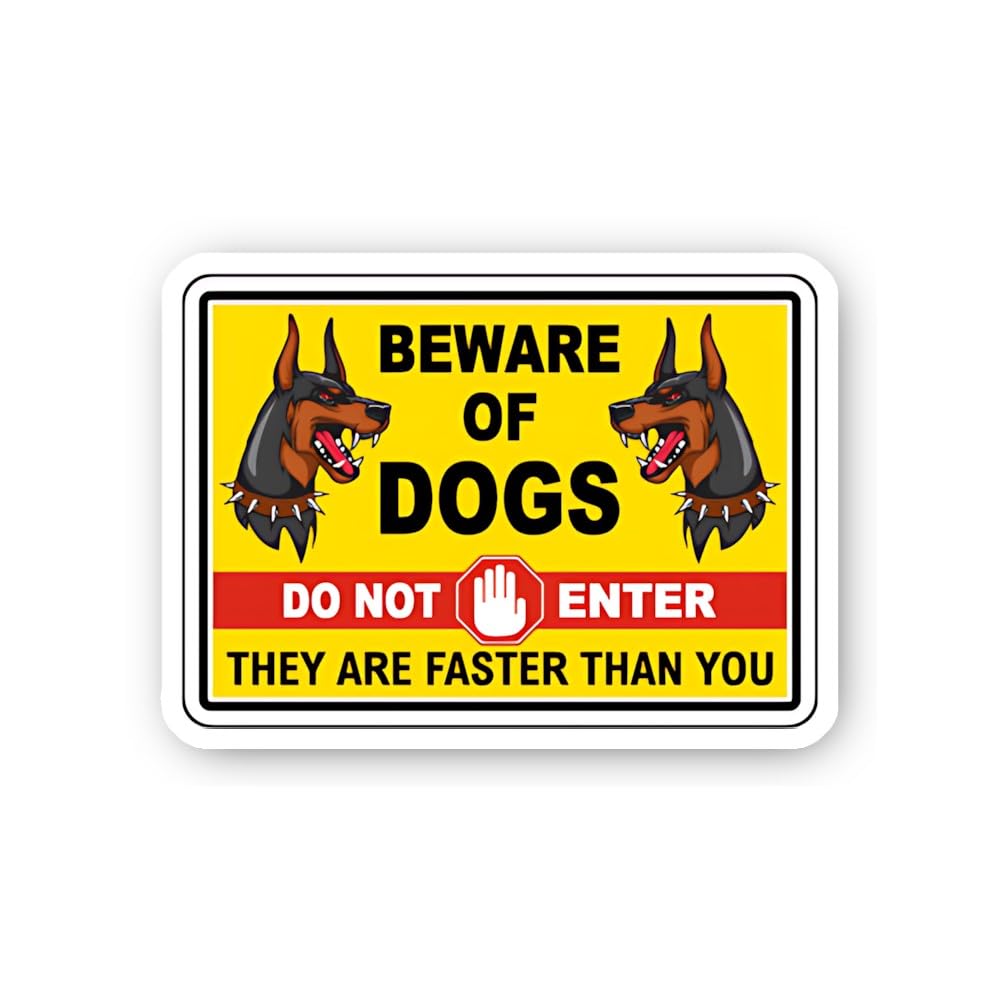 2 (Pieces) 3" and 5" Beware of Dogs, Do Not Enter, Faster Than You Sticker, Waterproof Vinyl Decals