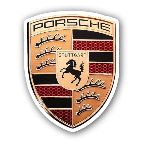 2 (Pieces) 3" and 5" Gold and Black Shield with Horse and Antlers Sticker, Waterproof Vinyl Decals f
