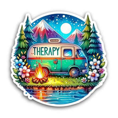 2 (Pieces) 3" and 5" Colorful Camping Van Sticker, Waterproof Vinyl Decals for Many Purpose Like Car