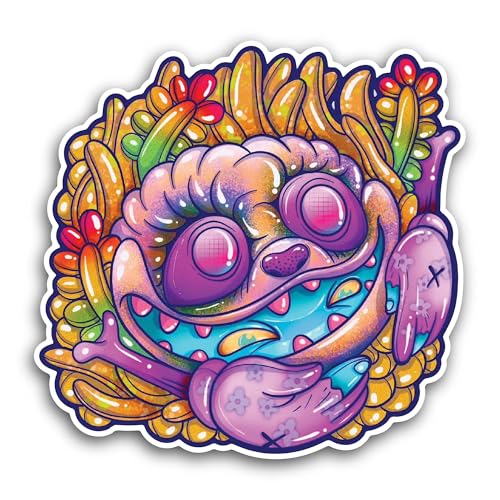 2 (Pieces) 3" and 5" Colorful Monster Sticker, Waterproof Vinyl Decals for Many Purpose Like Cars, T