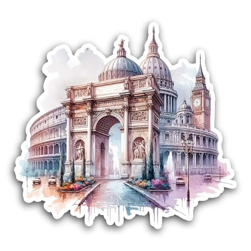 2 (Pieces) 3" and 5" Beautiful Building Sticker, Waterproof Vinyl Decals for Many Purpose Like Cars,