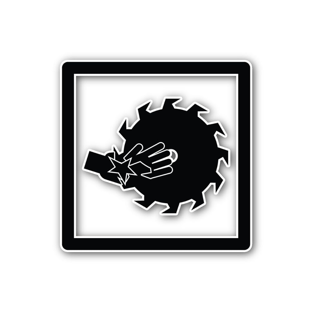 2 (Pieces) 3" and 5" Toothed Wheel Entanglement Icon Sticker, Waterproof Vinyl Decals for Many Purpo