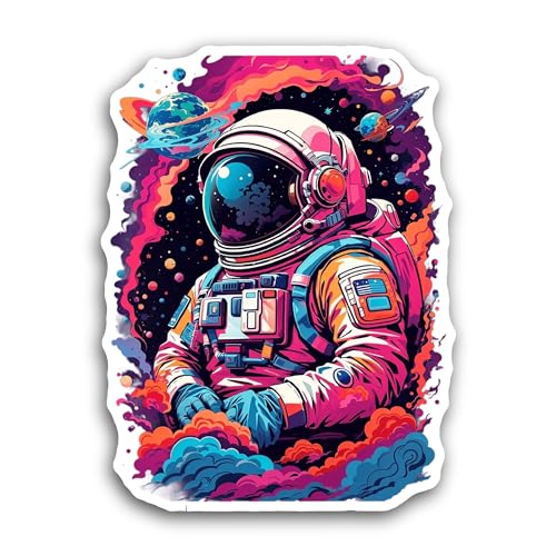 2 (Pieces) 3" and 5" Astronaut Galaxy Sticker, Waterproof Vinyl Decals for Many Purpose Like Cars, T