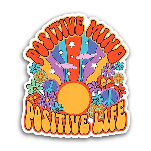 2 (Pieces) 3" and 5" Positive Mind Positive Life Sticker, Waterproof Vinyl Decals for Many Purpose L