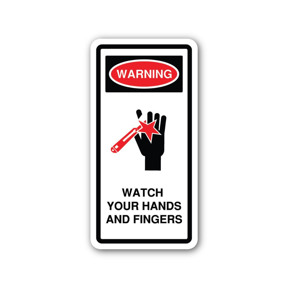 2 (Pieces) 3" and 5" Caution Around Machinery or Equipment Sticker, Waterproof Vinyl Decals for Many