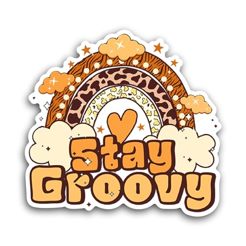 2 (Pieces) 3" and 5" Stay Groovy Text Sticker, Waterproof Vinyl Decals for Many Purpose Like Cars, T