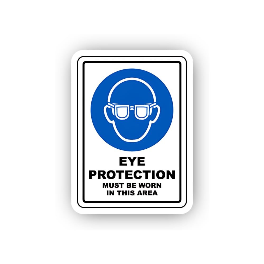 2 (Pieces) 3" and 5" Mandatory Eye Protection Blue Icon Sticker, Waterproof Vinyl Decals for Many Pu