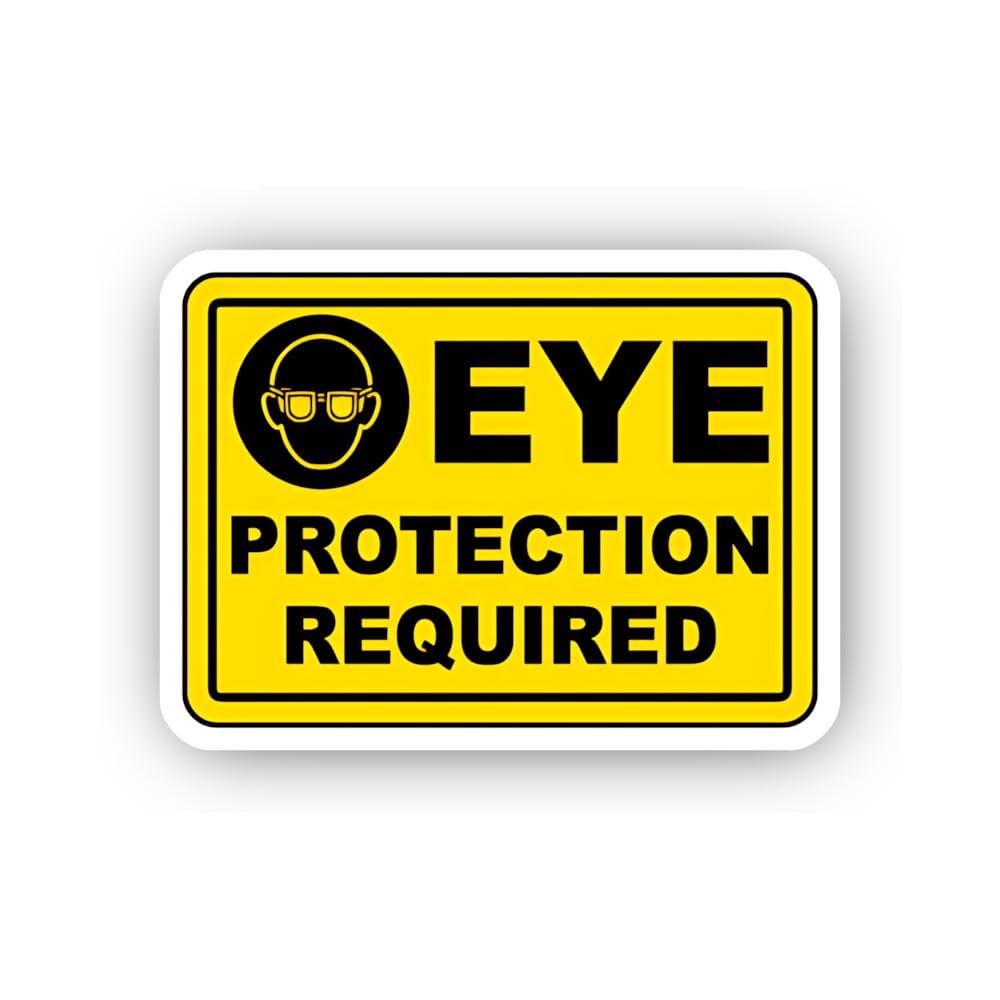 2 (Pieces) 3" and 5" Yellow Eye Protection Mandatory Notice Sticker, Waterproof Vinyl Decals for Man