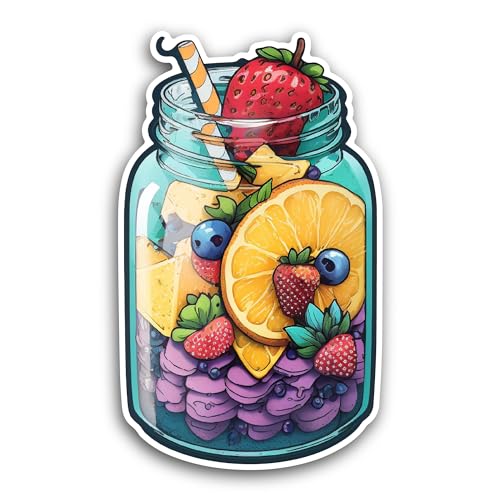 2 (Pieces) 3" and 5" Fruit Jar Sticker, Waterproof Vinyl Decals for Many Purpose Like Cars, Trucks,
