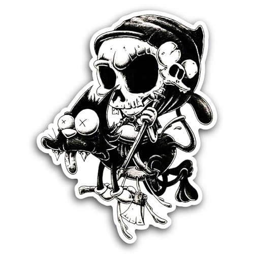 2 (Pieces) 3" and 5" Skull Art Sticker, Waterproof Vinyl Decals for Many Purpose Like Cars, Trucks,