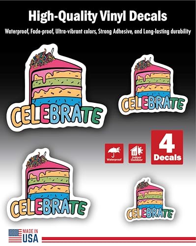2 (Pieces) 3" and 5" Stickers n Decals Cloud with Rinbow - Motivational Sticker Vinyl Decal Sticker,
