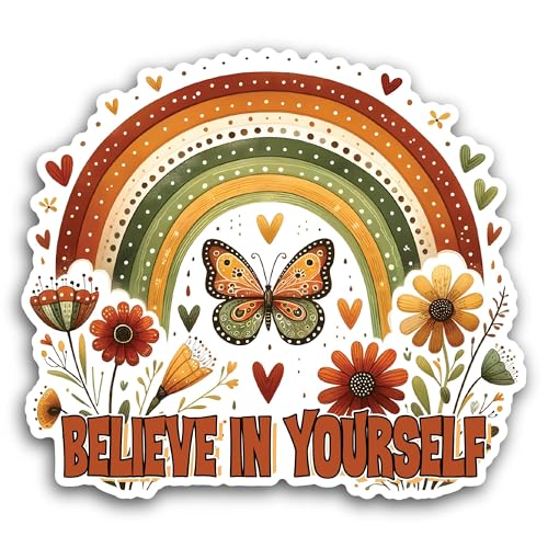 2 (Pieces) 3" and 5" Believe in Yourself Sticker, Waterproof Vinyl Decals for Many Purpose Like Cars