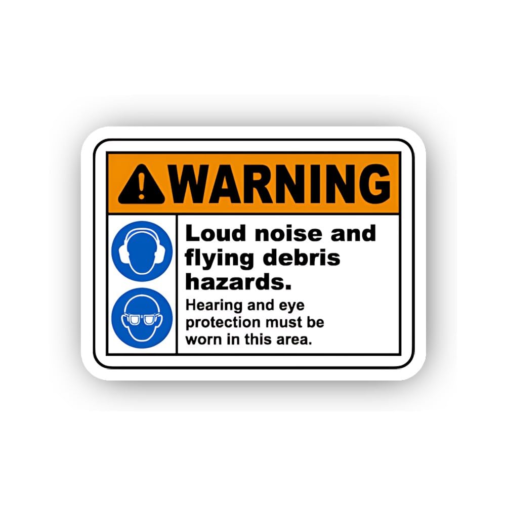 2 (Pieces) 3" and 5" High Noise Level Spanish Language Mandatory Hearing ProtectionSticker, Waterpro