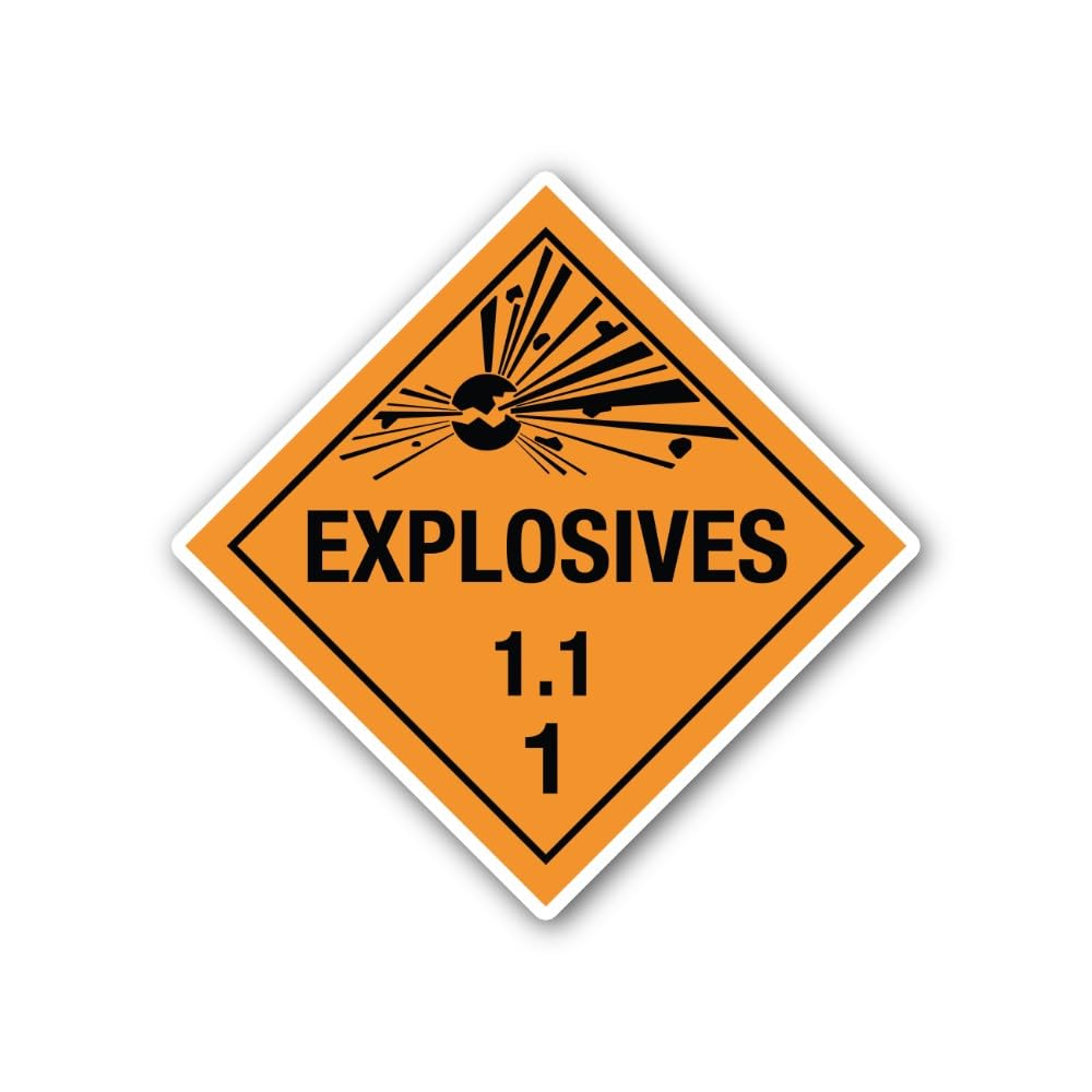 2 (Pieces) 3" and 5" Hazard Class 1.1 Explosives Placard Sticker, Waterproof Vinyl Decals for Many P