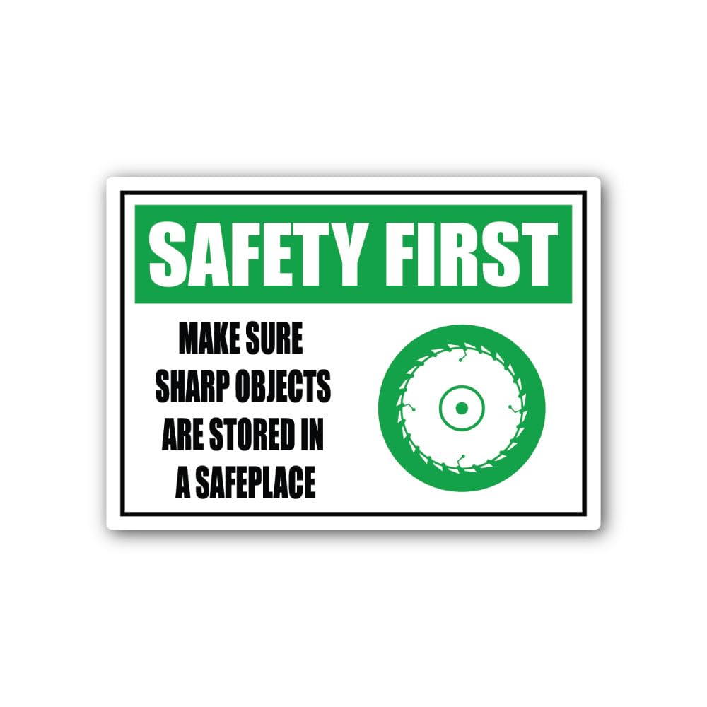 2 (Pieces) 3" and 5" Secure All Sharp Instruments When not in use Sign Sticker, Waterproof Vinyl Dec