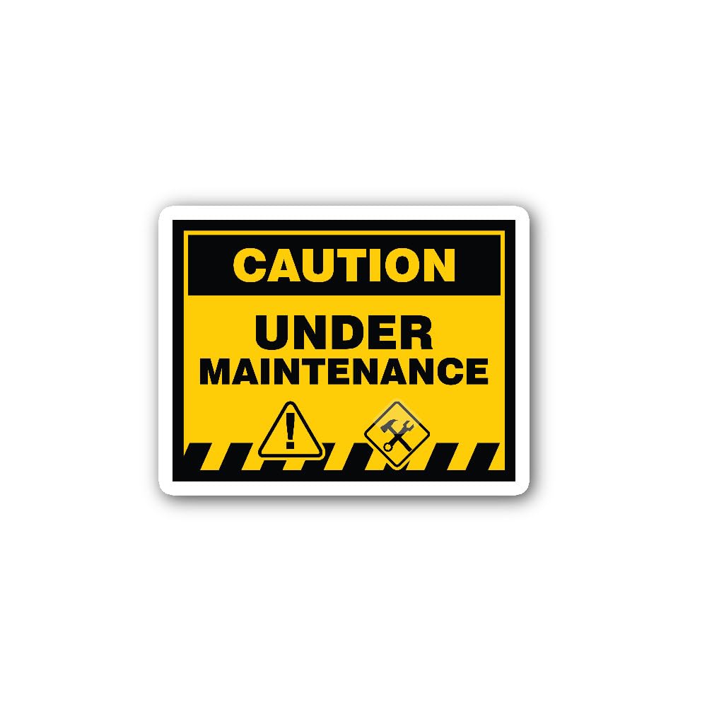 2 (Pieces) 3" and 5" Caution Under Maintenance Sign Sticker, Waterproof Vinyl Decals for Many Purpos