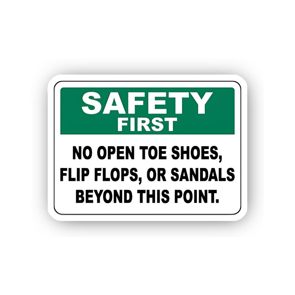 2 (Pieces) 3" and 5" No Open Toe Shoes Safety Sign Sticker, Waterproof Vinyl Decals for Many Purpose