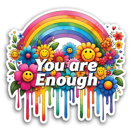 2 (Pieces) 3" and 5" You are Enough Text Sticker, Waterproof Vinyl Decals for Many Purpose Like Cars