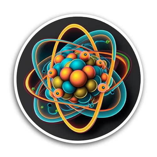 2 (Pieces) 3" and 5" Structure of an Atom Sticker, Waterproof Vinyl Decals for Many Purpose Like Car