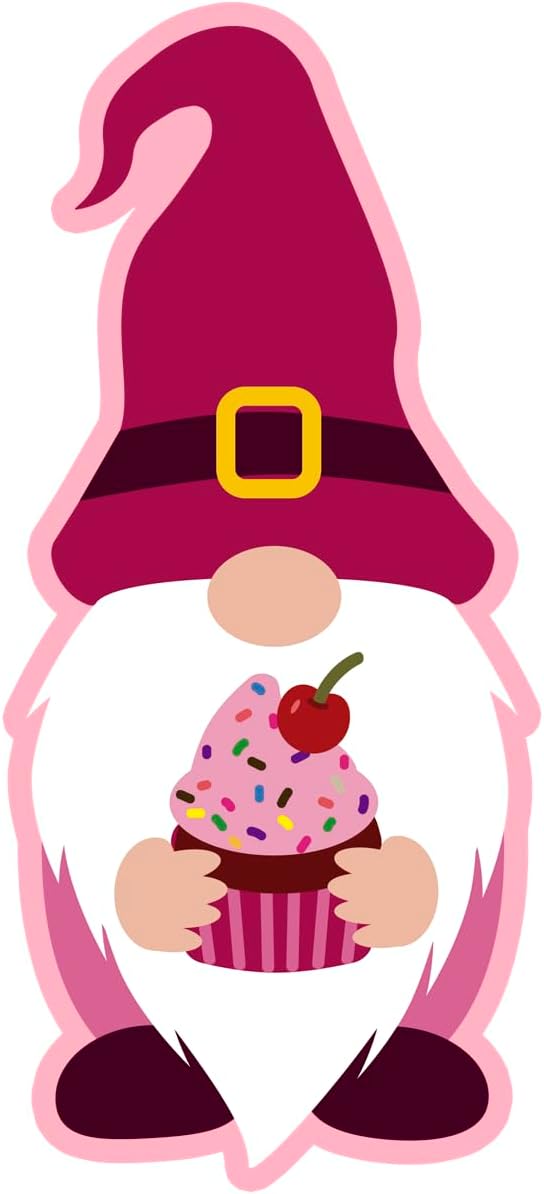 Inspirational Quote Pink Gnome with Cupcake Motivational Sticker Vinyl Decal Motivation Stickers- 5" Vinyl Sticker Waterproof