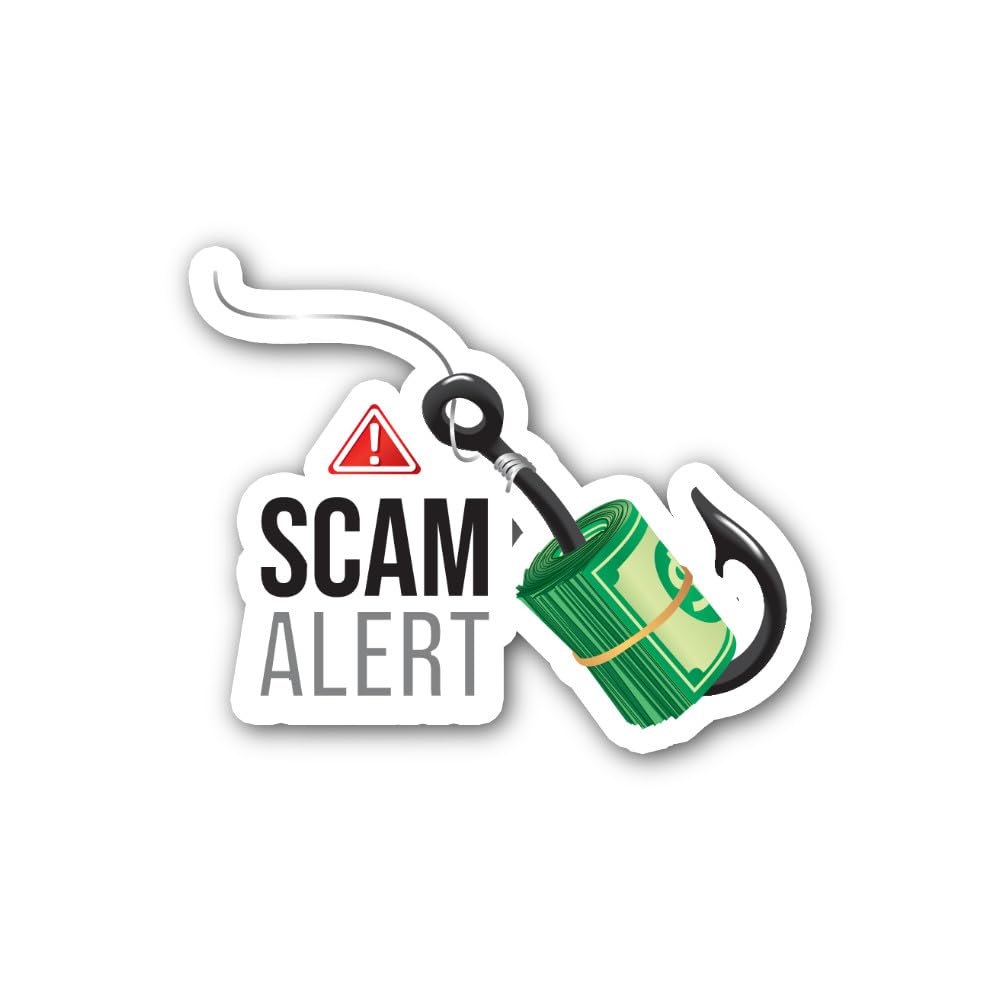 2 (Pieces) 3" and 5" Scam Alert Sticker, Waterproof Vinyl Decals for Many Purpose Like Cars, Trucks,