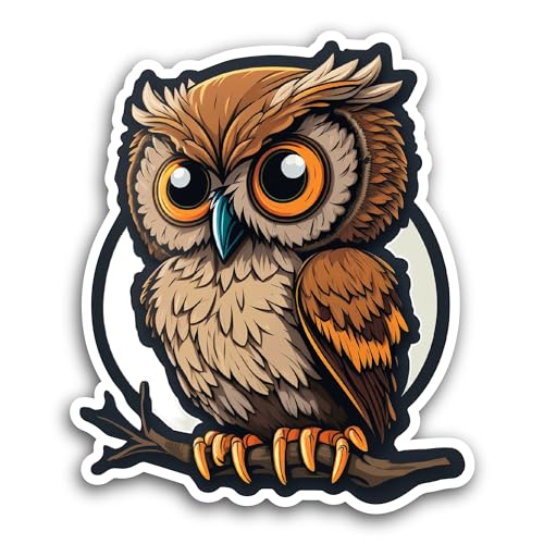2 (Pieces) 3" and 5" Cute Owl Sticker, Waterproof Vinyl Decals for Many Purpose Like Cars, Trucks, L