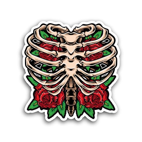 2 (Pieces) 3" and 5" Rose Skeleton Decorative Sticker, Waterproof Vinyl Decals for Many Purpose Like