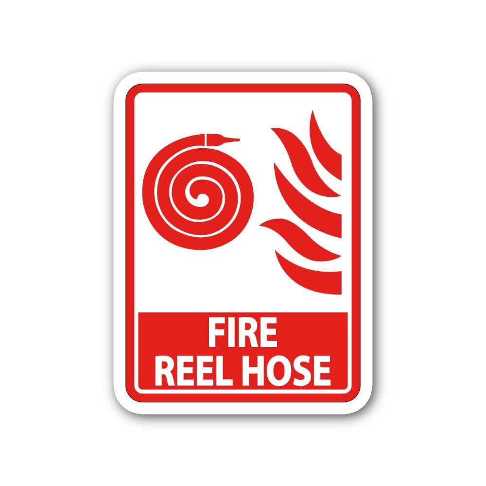 2 (Pieces) 3" and 5" Fire Reel Hose Sign Sticker, Waterproof Vinyl Decals for Many Purpose Like Cars