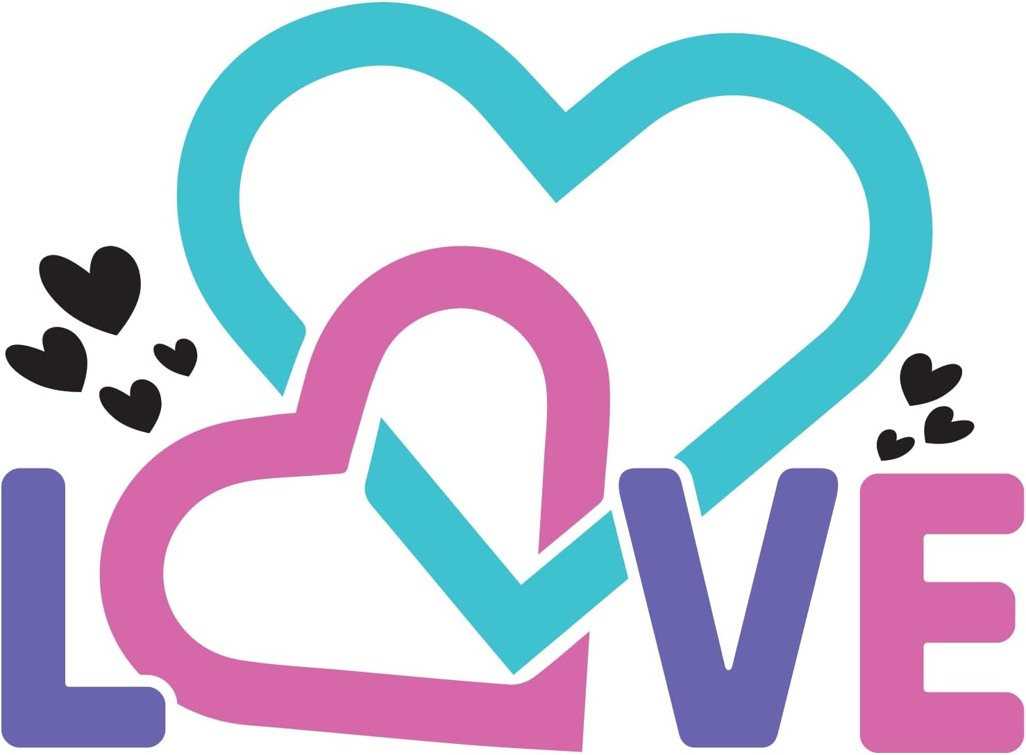 Inspirational Quote "Blue and Pink Heart with Love Sticker" Motivational Sticker Vinyl Decal Motivation Stickers- 5" Vinyl Sticker Waterproof