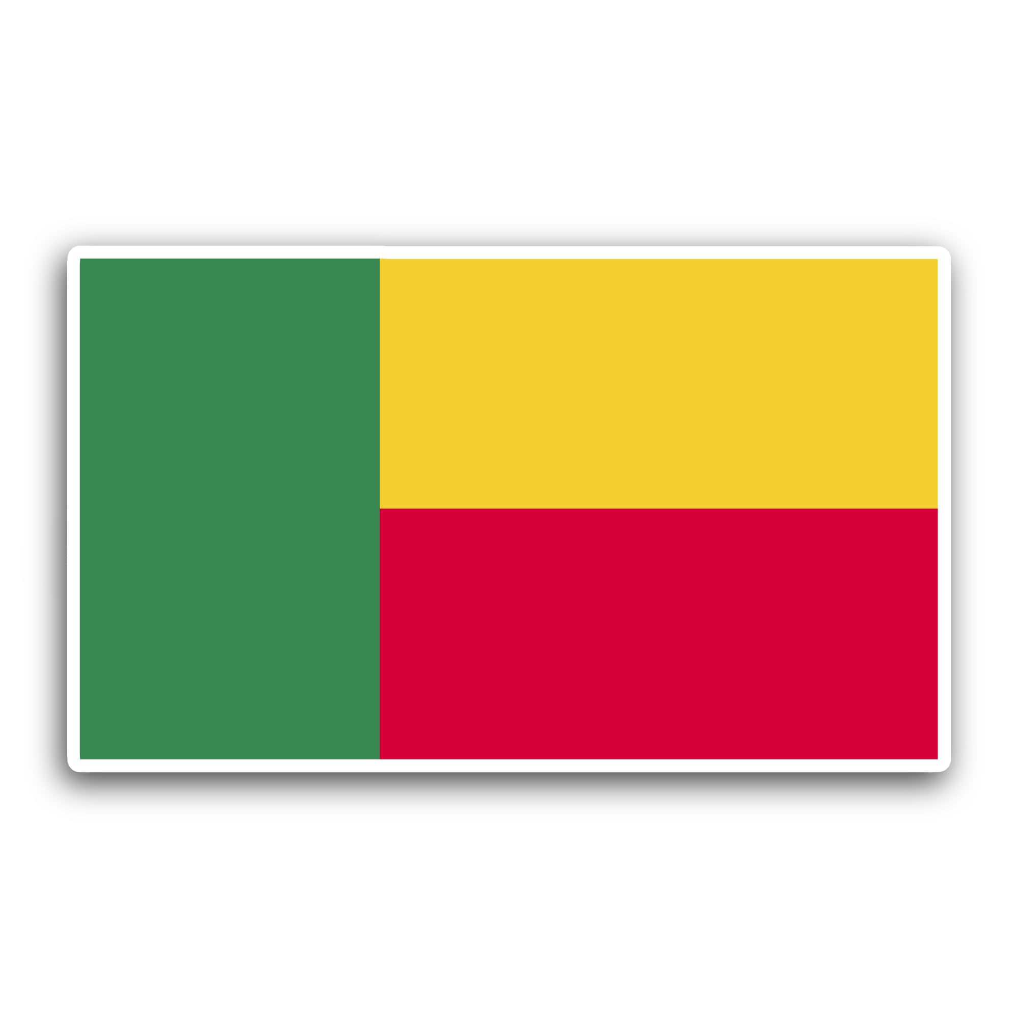 2 (Pieces) 3" and 5" Benin Flag Sticker, Waterproof Vinyl Decals for Many Purpose Like Cars, Trucks,