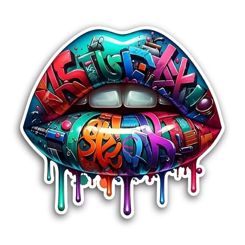 2 (Pieces) 3" and 5" Bright Color Lips Sticker, Waterproof Vinyl Decals for Many Purpose Like Cars,