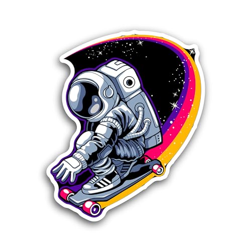 2 (Pieces) 3" and 5" Trippy Astronaut Skating Sticker, Waterproof Vinyl Decals for Many Purpose Like