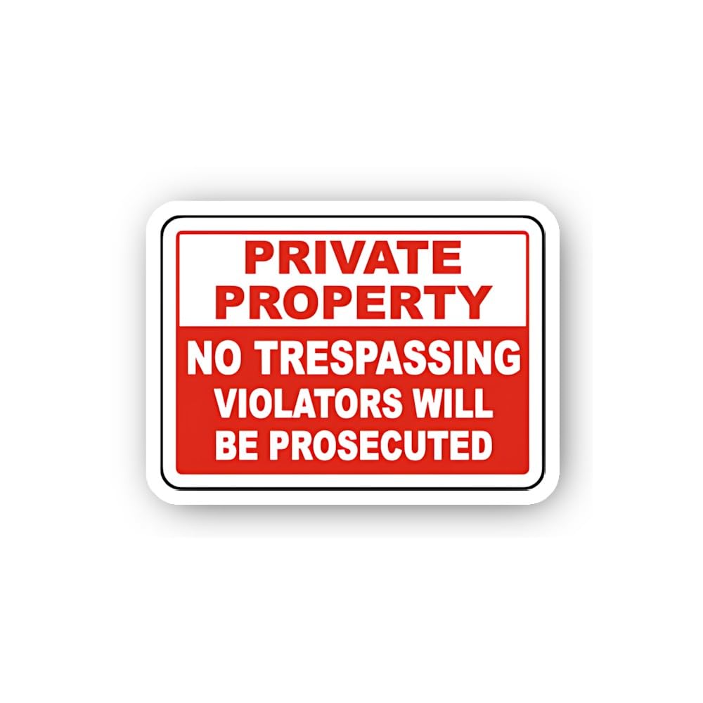 2 (Pieces) 3" and 5" Private Property No Trespassing Prosecution Sticker, Waterproof Vinyl Decals fo