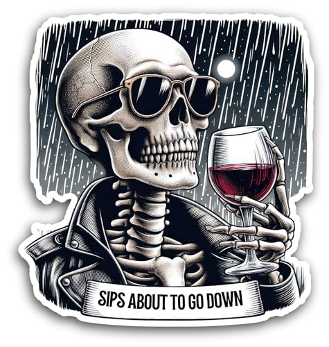 2 (Pieces) 3" and 5" Sips About to Go Down Sticker, Waterproof Vinyl Decals for Many Purpose Like Ca