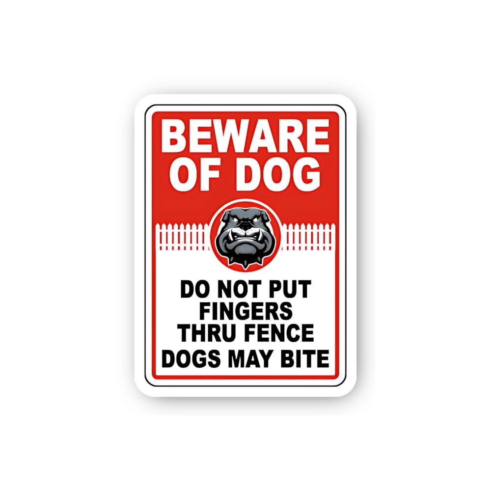 2 (Pieces) 3" and 5" Beware of Dog, Do Not Put Fingers Thru Fence Sticker, Waterproof Vinyl Decals f