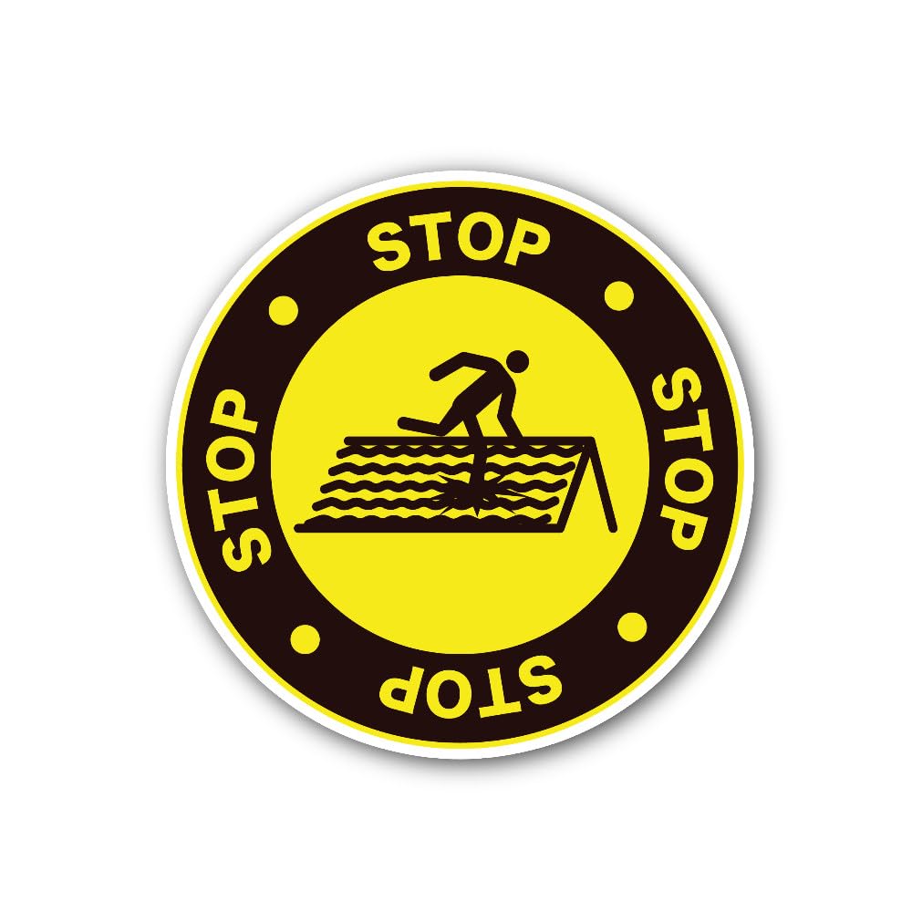 2 (Pieces) 3" and 5" Warning Fragile Roof Sign Sticker, Waterproof Vinyl Decals for Many Purpose Lik