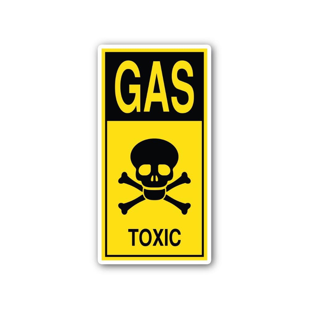 2 (Pieces) 3" and 5" Toxic Gas Warning Sign Sticker, Waterproof Vinyl Decals for Many Purpose Like C