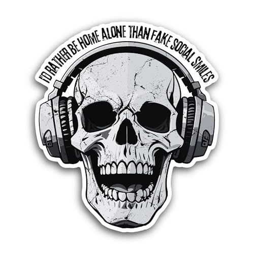 2 (Pieces) 3" and 5" Skull with Headphones Sticker, Waterproof Vinyl Decals for Many Purpose Like Ca