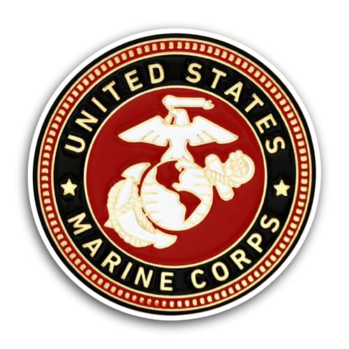 2 (Pieces) 3" and 5" U.S. Marine Corps & Two Star Sticker, Waterproof Vinyl Decals for Many Purpose