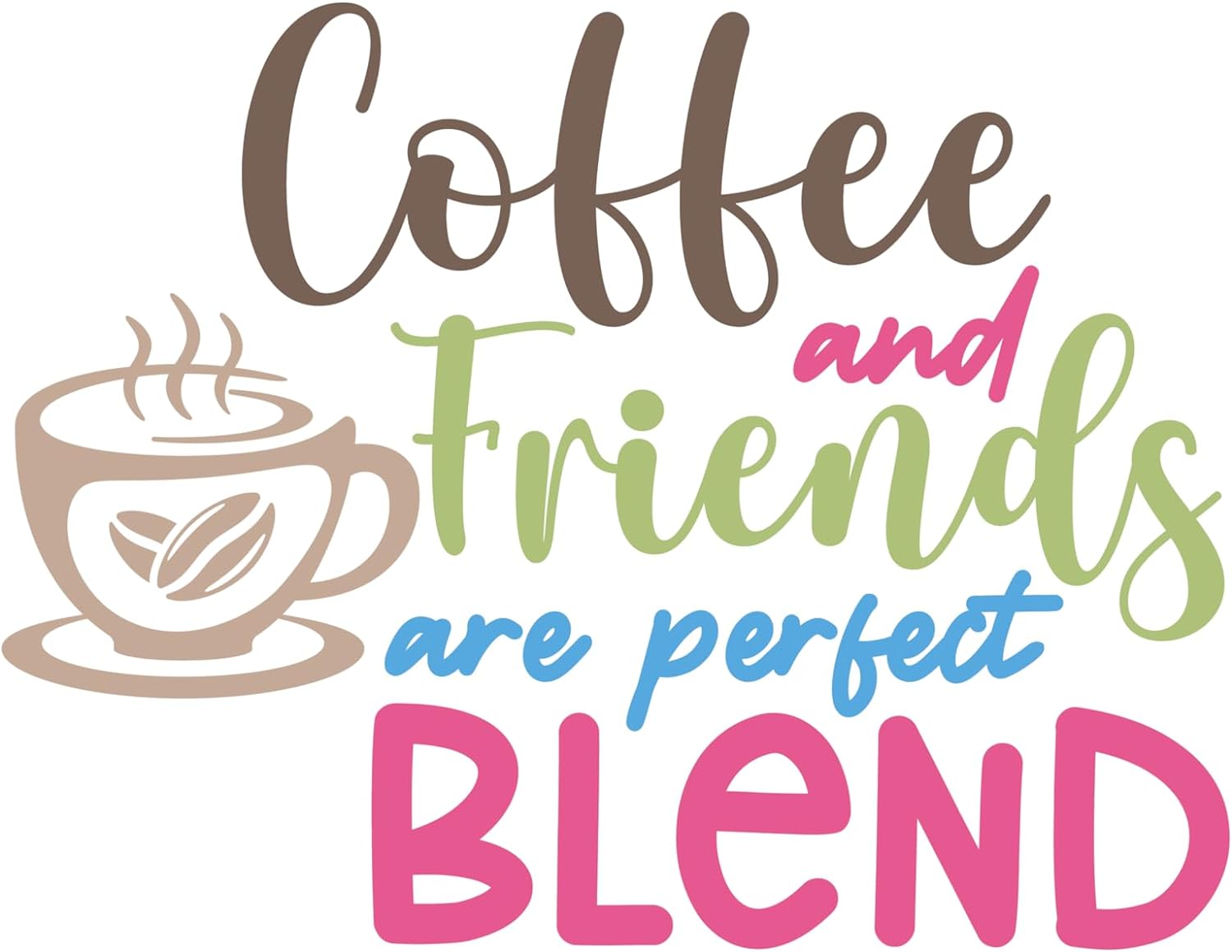 Inspirational Quote "Coffee and Friends are Perfect Blend" Motivational Sticker Vinyl Decal Motivation Stickers- 5" Vinyl Sticker Waterproof