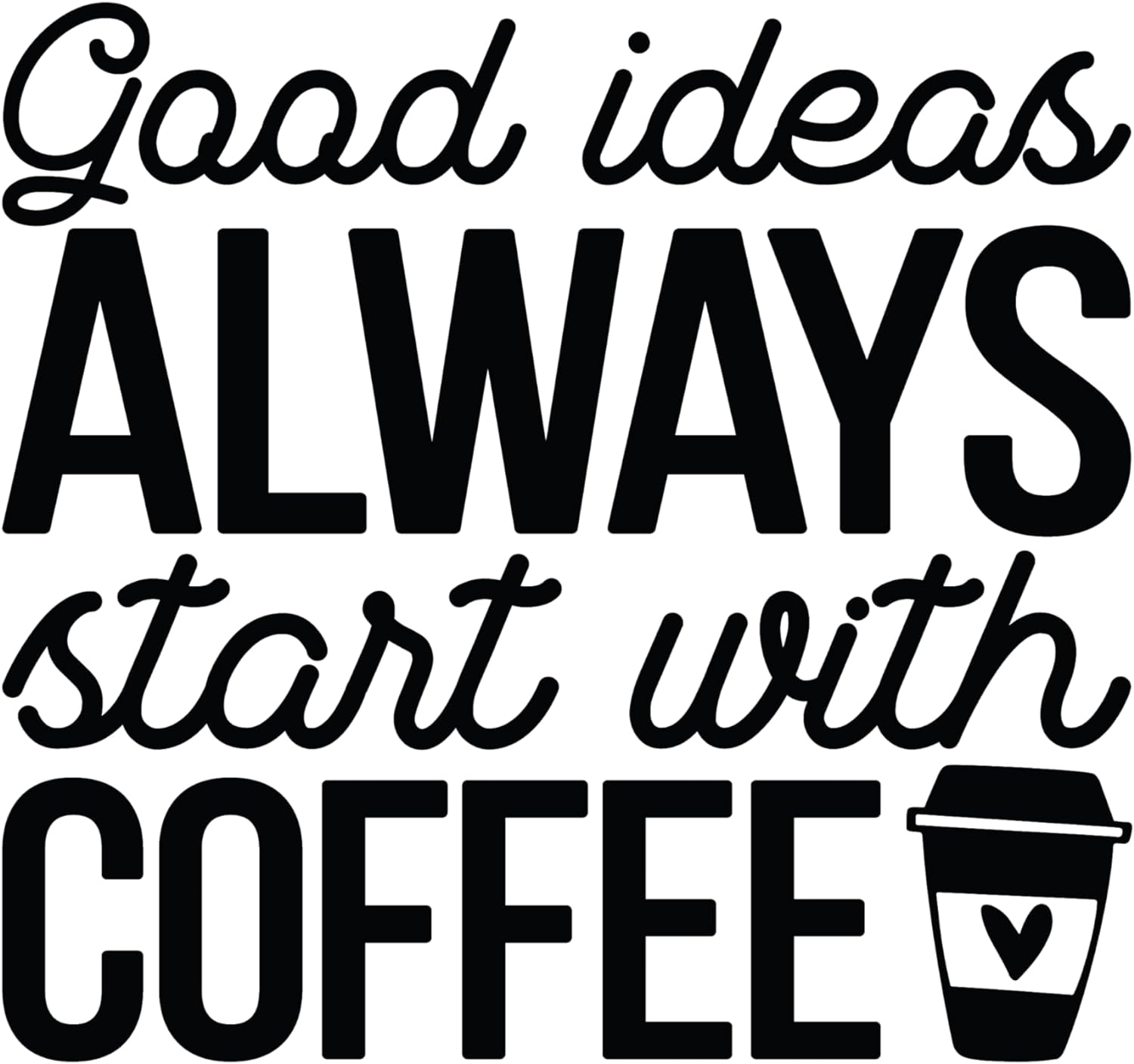 Inspirational Quote "Good Ideas Always Start with Coffee" Motivational Sticker Vinyl Decal Motivation Stickers- 5" Vinyl Sticker Waterproof