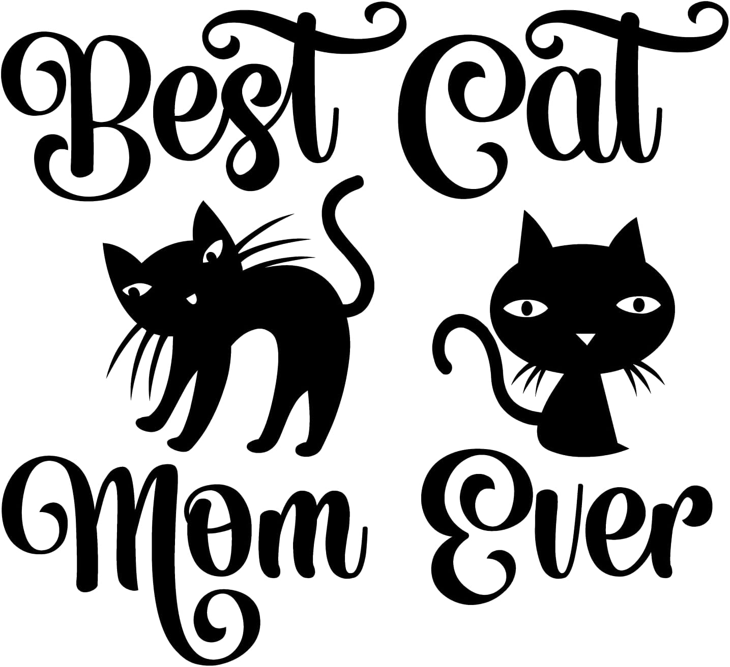 Inspirational Quote - "Best Cat Mom Ever" Motivational Sticker Vinyl Decal Family Stickers - 5" Vinyl Sticker Waterproof.
